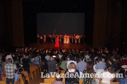 La orquesta, coro y danza de la Escuela de Música, Danza y Teatro de Roquetas, los artistas.