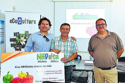 ECOCULTURE. Ángel Ruiz, director de Negocio; Javier González, director de Ventas; y Javier Moreno, director de Marketing.