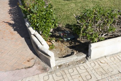 Desperfectos en una zona ajardinada.