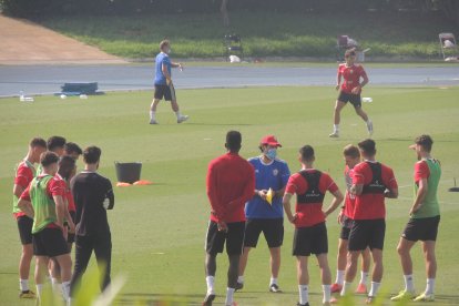 Preparando el partido de Albacete.