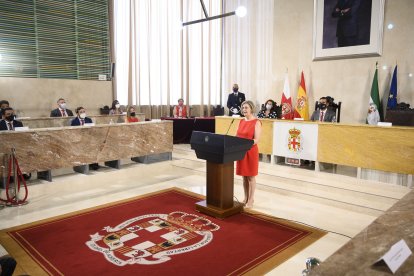 María Dolores Durán, durante su intervención en el Ayuntamiento,