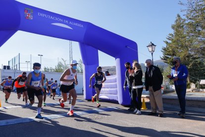 Tomando la salida de la carrera.