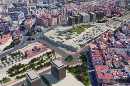 Opción con andenes casi cubiertos y aparcamiento subterráneo