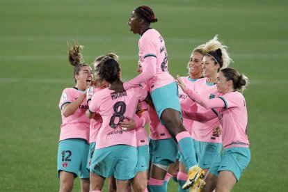 El Barça celebrando el gol de Alexia Putellas.