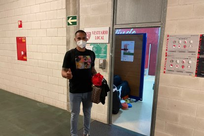 En la zona mixta antes de entrenar.