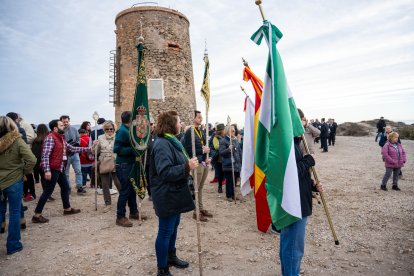 La Virgen del Mar, en su llegada a la playa de Torregarcía en la romería de 2025.