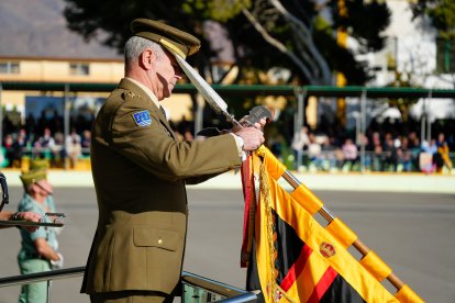 El teniente general Carlos Melero Claudio, durante los actos celebrados este sábado en la base de Viator.