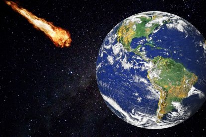 Recreación de un asteroide dirigiéndose a la Tierra. Foto: Pixabay.