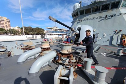 El Buque de Acción Marítima 'Tornado', amarrado en el Puerto de Almería.