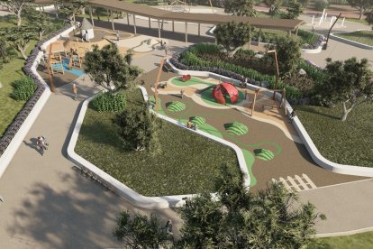 Vista aérea, en un render, del nuevo Parque de las Familias en Campohermoso.
