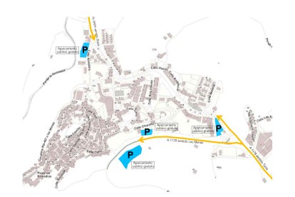 Zonas de aparcamiento señalizadas para la Feria del Jamón y los Embutidos de Serón.
