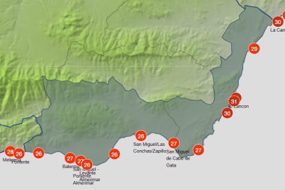 Temperaturas esperadas en Cabo de Gata para este miércoles