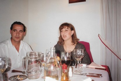 Geromo y Toñi en una comida de empresa en aquellos tiempos de esplendor.