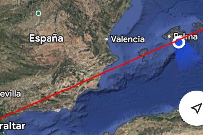 Una aproximación del recorrido que pudo tener el cohete.