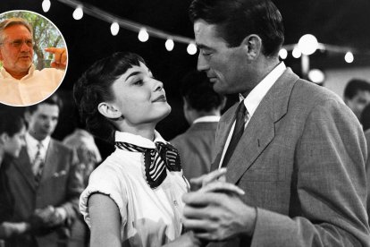 Audrey Hepburn y Gregory Peck en un fotograma de 'Vacaciones en Roma'. En la imagen, Sean Hepburn Ferrer, hijo de la actriz.