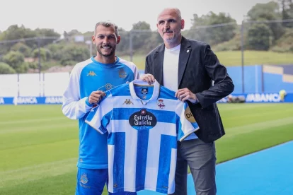 Stoichkov, en su presentación con Soriano.