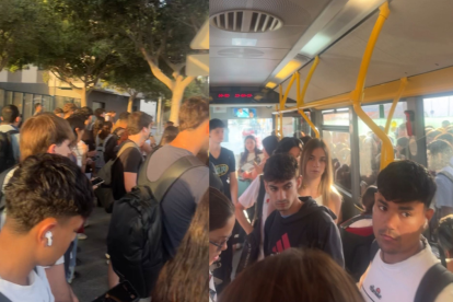 Autobuses colapsados de camino a la universidad hace unos meses.