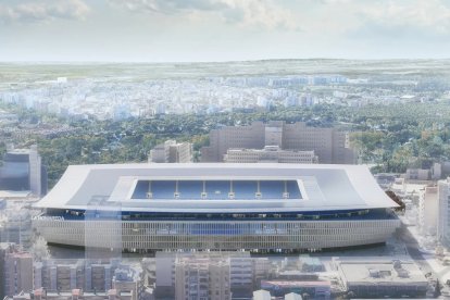 Así quedará la fachada exterior de la Nueva Romareda cuando las obras estén finalizadas.