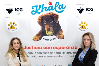 Laia Aldrove, presidenta de Miau Almería Canina, y Alba Vargas, CEO de ICG Legal, durante la firma del acuerdo de colaboración.