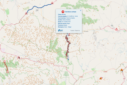Tramo afectado por nieve en la A-1178
