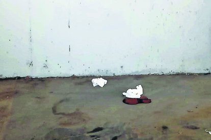 Varios excrementos en el aparcamiento.