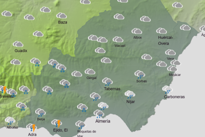 Predicción de nieve en varios pueblos de Almería para el martes.