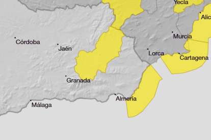 Alerta amarilla por fenómenos costeros en el Levante para este lunes.