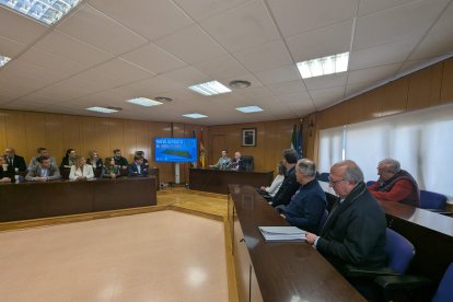 El salón de plenos en el acto de presentación del proyecto del futuro depósito de agua.