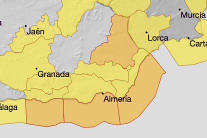 Avisos meteorológicos en la provincia de Almería durante este domingo.
