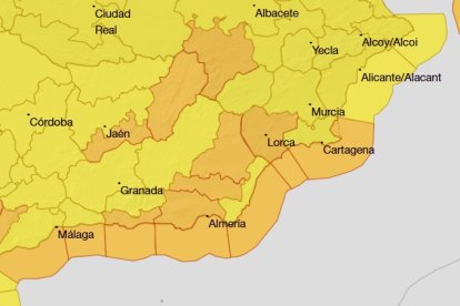 Mapa de la previsión del tiempo en la provincia de Almería para este miércoles 28 de enero.