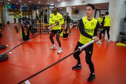Arribas en el gimnasio del Estadio de los Juegos Mediterráneos.