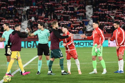 Pulido en la previa del Almería-Huesca.