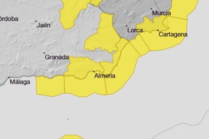 Mapa de previsiones de la Aemet para este lunes