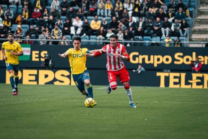 Morcillo fue protagonista en Movistar al final del partido en el Nuevo Mirandilla ante el Cádiz.