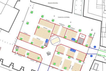 Plano de situación de las sillas que se instalarán en la plaza de la Catedral.