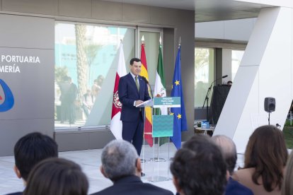 Intervención del presidente de la Junta de Andalucía, Juanma Moreno