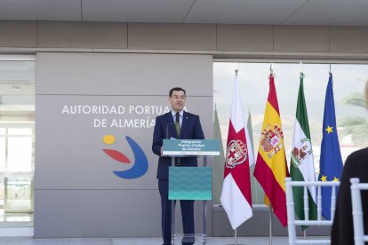 Intervención del presidente de la Junta de Andalucía, Juanma Moreno