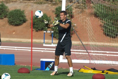 En un entrenamiento en el campo Anexo del Estadio de los Juegos Mediterráneos.