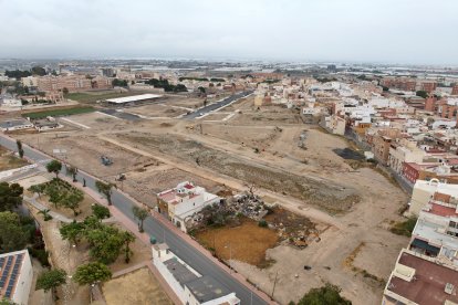 Vista aérea de las obras en el sector de Los Molinos