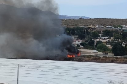 La columna de humo provocada por el fuego.