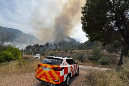 Incendio en el entorno de la Cresta del Gallo, en las cercanías de Murcia.