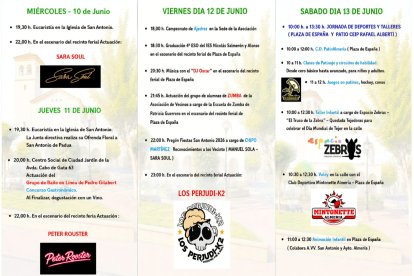 Parte de la programación de las fiestas en Ciudad Jardín.