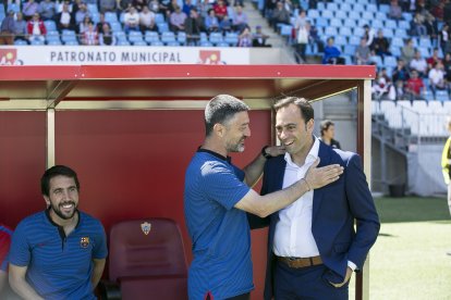 García Pimienta en el Almería-Barça B de la temporada 2017-18 en el Mediterráneo.