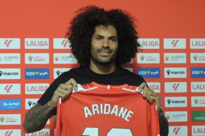 Aridane en su puesta de largo como futbolista del Almería.