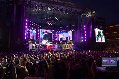 El público disfruta del espectáculo del cantante