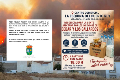 Ayuda a la gente afectada por el incendio de Los Gallardos.