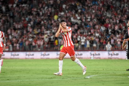 Bonini celebra su gol al Eldense.
