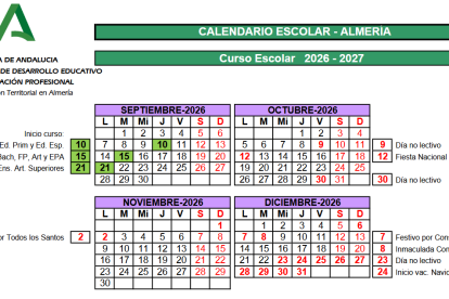 Calendario lectivo del primer trimestre en Almería.