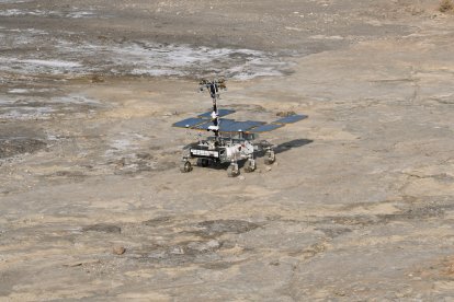 Pruebas en Tabernas de Charlie, el prototipo del rover marciano que se enviará a Marte en 2028.