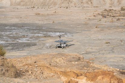 Pruebas en Tabernas de Charlie, el prototipo del rover marciano que se enviará a Marte en 2028.